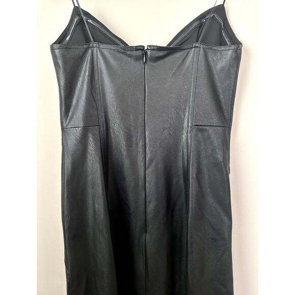 $326 Amanda Uprichard Symone Dress Womens S Black Faux Leather Strapless NEW - Picture 7 of 7